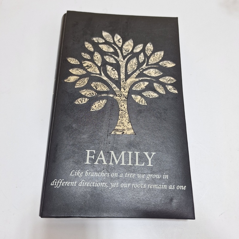 Family Tree Photo Album 300 Photos 4x6 Black Faux Leather Memory Book 14"